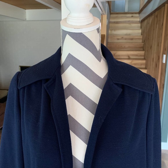 Adele Simpson Navy Wool Jacket Blazer Large 1970's - Picture 3 of 8